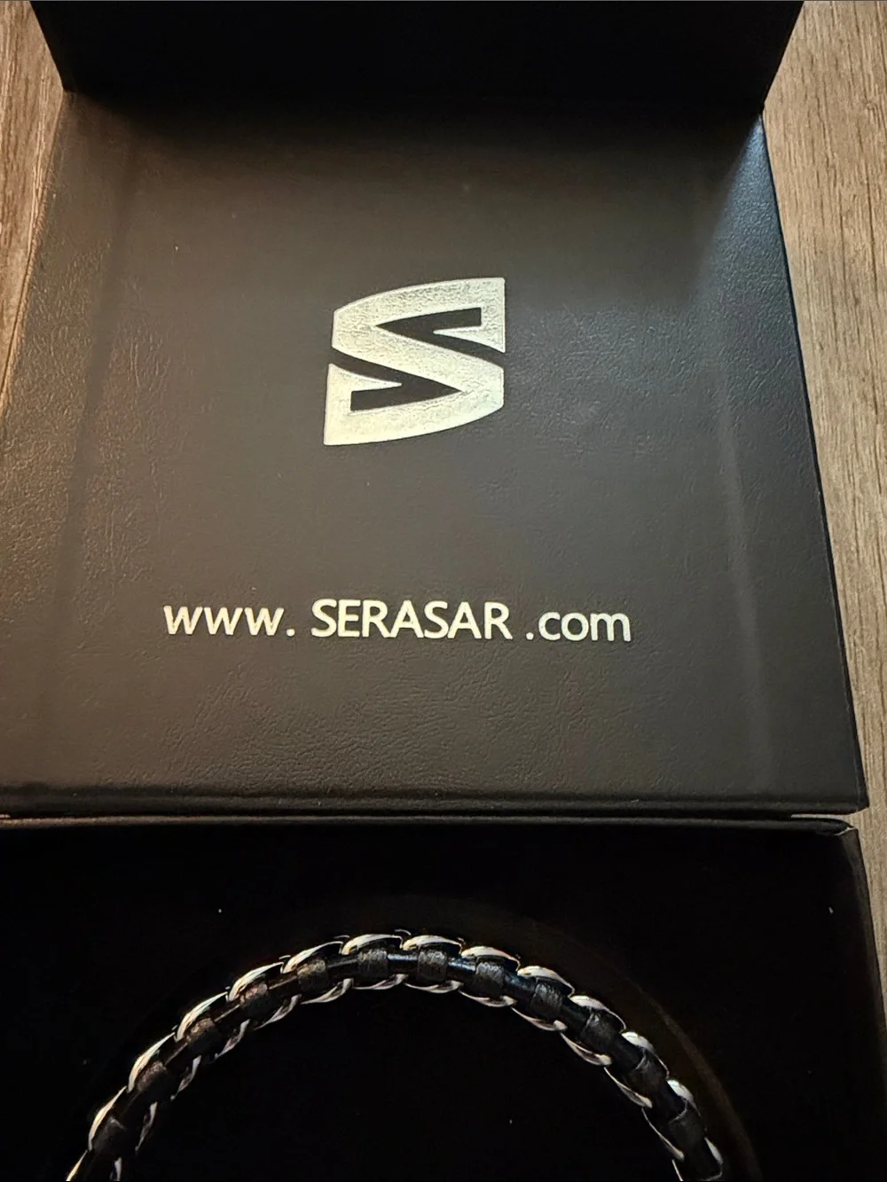 Men's Black Leather and Silver Chain Bracelet - New